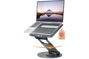NULAXY Support Ordinateur Portable, Support d'ordinateur Réglable avec Base Rotative à 360°, Support Ergonomique pour Ordinateur Portable, s'adapte à Tous Les Ordinateurs Portables de 10 à 17", Gris
