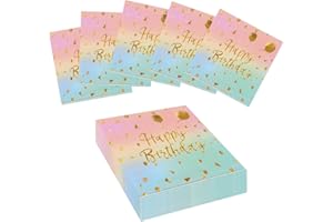 YSSGJK Servietten Geburtstag Happy Birthday Servietten, 50 Stück Servietten Geburtstag Mädchen, Geburtstagsservietten Papierservietten für Mann Frau Mädchen Party Deko Tischdeko Geburtstag