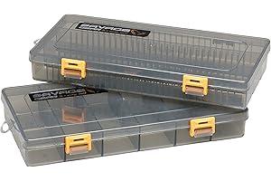 Savage Gear Tacklebox Lot de 2 boîtes de pêche plates 23 x 11 x 3,5 cm