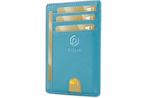 PIRNA Portfel Męski Slim, Smukły, Lekki, Minimalistyczny Etui na Karty, Blokowanie RFID, Portfel Damski Mały, Small Wallet, Świetny Pomysł na Prezent Pudełko - Niebieski (Blue Ocean)