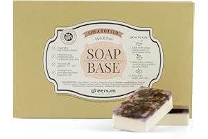 GREENUM GIFTS OF NATURE Base per sapone al burro di karitè e glicerina per colata di sapone, certificato FSC, sapone alla glicerina, sapone grezzo per colata, SLS FREE, 100% vegano, 900 grammi