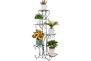 unho Étagère Plante Intérieure, Porte Plantes Fer Forgé Extérieur Intérieur de 5 Niveaux Support Pot de Fleurs Intérieur Idéal pour Maison Balcon Terrasse Jardin - Charge Max 50kg, 107x57x22cm