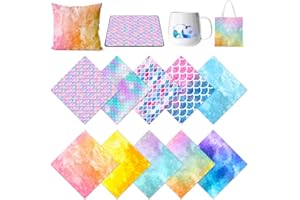 OCCZIN Infusible Transfer Ink Sheets for Cricut 10 Colour Tie Dye Infusible Ink Film 30.5 x 30.5 cm Sublimation Paper Sublimation Ink Sheet for Heat Press Machine for DIY T-Shirt, Cup, Canvas Tote