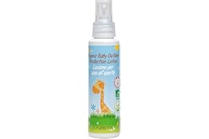 AZETA BIO Lozione biologica protettiva per uso all'aperto a rapido assorbimento con oli essenziali di geranio e lavanda - AZETAbio - Linea Bimbi - 100 ml - Made in Italy