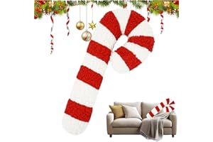 YuuFcy Weihnachts-Zuckerstangen-Kissen, Winter Dekokissen, Süßes Weihnachts-Süßigkeits-Überwurfkissen, Weiches Zuckerstangen-Plüschkissen, Wiederverwendbares Süßes Überwurfkissen (54CM)