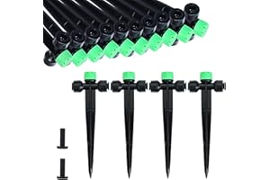 HOINCO 28 Pcs Drip Irrigation Emitters,Adjustable 8 Hole Water Flow Drip Irrigation Sprinklers,for 1/4 inch Irrigation Tubing,Garden Watering Drip Irrigation System Parts. (GRENN)