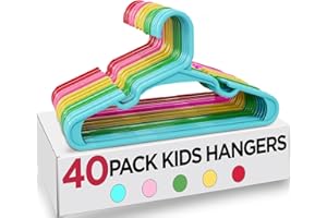 Utopia Home Opakowanie z 40 wieszakami na ubranie dziecięce – wieszaki do niemowląt i dzieci z tworzywa sztucznego do szafy, do codziennego użytku, wielokolorowe