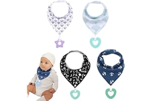 OAYGAT Baby Bibs Newborn Toddler Baby Bandana Dribble Bibs Super Soft and Absorbent Drooling Bib with Teether Infant Teething Bib with Snaps Toddler Bibb Teething Toy for Boys Girls Unisex Infant Toddlers