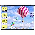 SAVSOL Map Type Projector Screen, 6 ft (W) x 4 ft (H) - 84" Inch Diagonal 4:03 Aspect Ratio, in Ultra HD, 3D, 4K Technology (6 Feet (W) x 4 Feet (H) - 84" Inch)