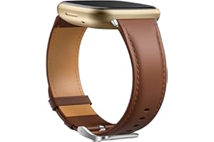 ‎DIRRELO Dirrelo Echtes Leder Armband Kompatibel mit Fitbit Versa 3 Armband/Versa 4 Armband/Sense Armband/Sense 2 Armband für Damen Herren, Lederband Ersatzband für Fitbit Versa 3 Armband/Fitbit Sense Armband
