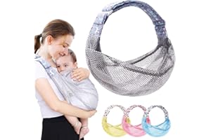 HINATAA Écharpe de portage respirante réglable pour bébé, séchage rapide, tissu en maille 3D, bretelles épaisses, élastique pour l'été, la piscine, la plage, le nouveau-né (gris)