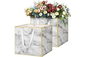 LVNRIDS 2-pak torebek prezentowych, eleganckie kwadratowe torby na prezenty, duża biała torba na prezent na ślub, dla druhny, chrztu, ukończenia szkoły, przyjęcie urodzinowe, 30 x 30 x 30 cm