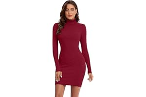 Avancel Damen Strickkleid Winter Kleid Langarm Pulloverkleider Knielang Elegant Rolllkragen Kleidr Herbst