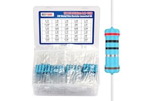 BEEYUIHF 3W Metal Film Resistor Assortment Kit 30 Values 150Pcs 3 Watt Metal Film Fixed Resistors Variety Pack (0.1 Ohm - 750 Ohm) ±1% Tolerance