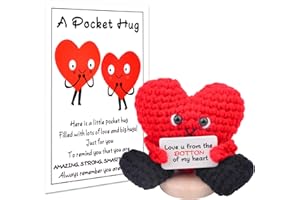 Pipihome Heart Pocket Hug, Klein Glücksbringer in Herzform Gestrickte Liebespuppe, Ostergeschenke Positive Kartoffel Mutmacher Geschenke für Frauen Freund Familie, Jahrestag Geschenk für Sie