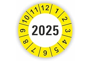 ‎FASSBENDER-DRUCK PRÜFPLAKETTEN Fassbender-Druck PRÜFPLAKETTEN - Hochwertige Prüfetiketten JAHRESPLAKETTE 2025 Ø 20mm - Selbstklebende PVC-Folie - Wartungsetiketten für Prüfung - Prüfplakette für Prüfungsnachweis (30 Stück)