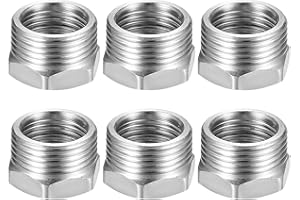 QEAPUG 6 Pz Riduzione 3/4 1/2,Riduttore 3/4" x 1/2" AG/IG, Adattatore da 1/2" Femmina a 3/4" Maschio, Riduttore di Riduzione In Acciaio inossidabile BSP Filettatura per Acqua Gas Tubo Conversione