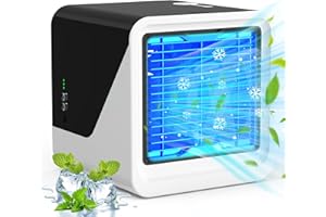 TOOHOMING 500ML Mini Portable Air Conditioner Fan with 7 Kinds of Lights and 3 Wind Speed, USB Charging Air Conditioner Unit Portable with Strong Cold Winds, Air Cooler for Bedroom, Car, Home and Office