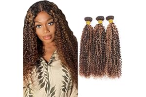 Evaxilc P430 Bundles Highlight Curly Human Hair Bundles 16 18 20 Pollici Brazilian Unprocessed Virgin Hair Two Tone Color Kinky Curly Bundles Human Hair Extention 3 Bundles Total 300g