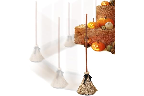 Witch Broom, Floating Broom with Motion Sensor, 9.84x43.31 Inches Spooky Sound Halloween Prop, Animated Decoration for Hallwa