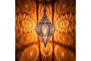 MARRAKESCH Orientalna wisząca lampa Lunar czarna 40 cm, oprawka E27, marokański design, lampa wisząca z Maroko, lampy orientalne do salonu, kuchni lub wisząca nad stołem jadalnym