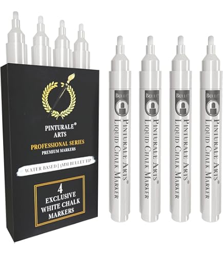 4 Pennarelli A Gesso Securit Chalk Star - Punta 1-2 Mm, Bianco, Lavabile, Per Lavagne E Vetri - Foto 8