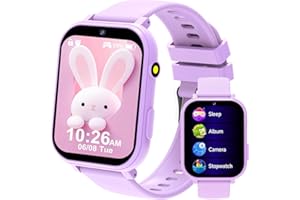 clleylise Smart Watch for Kids Smart Watch for Boys Girls - 18 Games, 8W Camera, Step Counter & Sleep Monitor - (Ages 4-11) with Touchscreen, 300mAh Battery & No Internet Required (Purple-1)