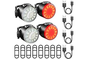 VEGOATY Lot de 4 lumières pour poussette : rechargeable par USB, lumière claire, éclairage de poussette, lumières LED avec lumière blanche et rouge, accessoires de poussette pour toutes les poussettes