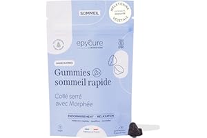EPYCURE - Gummies Sommeil Rapide Sans Sucres - Endormissement Plus Rapide, Relaxation, Sommeil Réparateur - 100% Naturel - Millepertuis, Nard Indien, Passiflore - 15 Jour - Vegan - Fabriqué en France