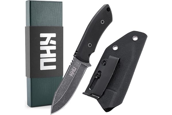 KHU Mini Couteau à lame fixe Couteau de survie EDC Couteau de bushcraft - Acier D2 G10 poignée, Outdoor Camping Accessoires - Avec étui Kydex - 11A Nou