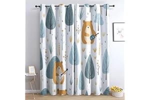 SZLYZM Vorhänge Kinder Jungen Mädchen, Verdunkelungsvorhang 2er Set - Vorhang Blickdicht Bär Muster, Thermovorhang für Deko Wohnzimmer Schlafzimmer Kinderzimmer, Gardinen mit Ösen 220x140 cm (HxB)