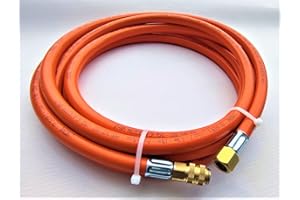 ZaTeChS Tubo per Gas Propan Butan 200cm (2m) | 10 Bar | Ø6,3mm | DN5 1/4" inch LKS Attacco rapido | Fino a -30°C | Flessibile | Pantaloni per Campeggio, Barbecue a Gas