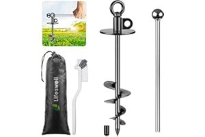 LIFESWELL Lifeswel 15 Inch Dog Tie Out Stake, Heavy Duty Dog Anchor for Dogs up to 220lbs, No Tangle, Easy to Install and Remove, Ideal for Yard, Camping, and Beach, 1 Pack (Black)