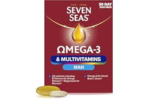 Seven Seas Omega-3 and Multivitamins Man, with B Vitamins and Magnesium, 30-Day Duo Pack, 30 Omega-3 Capsules and 30 Multivitamin Tablets