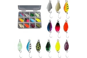 GEAANEN 12 Pezzi Cucchiaini Pesca,Spoon Trout Area,Esche Artificiali Spinning Trota,Cucchiaini da Pesca Esche,Cucchiaino Trota in Metallo,Esche da Pesca per Trote,Per Pesca Alla Trota in Acqua Dolce E Salat