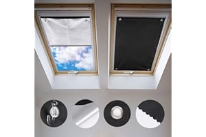 Johgee Store Occultant sans Perçage pour Velux GGL Y85 et 085-96 x 100 cm, Rideau Occultant Thermiques avec Ventouse, Protection Solaire, Store pour Fenêtre de Toit Chambre Jardin Voiture