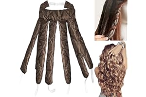 WINOK Heatless Curling Rod Headband, Soft No Heat Hair Curlers for Overnight, Octopus Design Heatless Curling Rod, No Heat Wave Hair Curlers Styling Tools for Long Medium Hair (Brown)