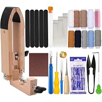 Kit Cucito Pelle Completo – Strumenti Per Riparazioni Con Aghi, Punteruolo, Filo Cerato E Ditale – Fai Da Te - 3