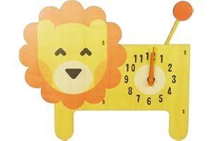 Emartbuy Silent Pendulum Wall Clock for Children Kids Bedroom Living Room Kitchen Wall Decoration - Lion Yellow Orange