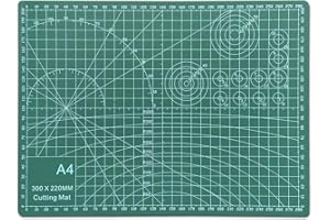 ONESTO Cutting Mat Craft Mat Flexible Non Slip Craft Cutting Mat with Accurate Guide Grid Lines Design for Cutting Fabric, Paper, and Cards Double Sided self-Healing Cutting mat, Green (A-4)
