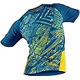 JJ TEES Polyester Half Sleeve Jersey with Round Collar and Digital Print All Over for Men (Color: Teal and Yellow)