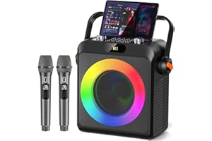 JYX Karaoke mit 2 Mikrofonen, Bluetooth-Karaoke-Lautsprecher und DJ-Lichtern für Erwachsene und Kinder, PA System mit Mikrofon, Karaoke, tragbar, für Partys zu Hause, im Freien