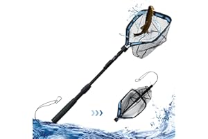 QKTYB Fishing gummierter 100CM Kescher Ausziehbares Fischernetz Kescher Teleskopkescher mit Langem Griff, Ausziehbare Stange Faltbarer Griff Kescher für Männer