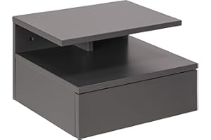 AC Design Furniture Fia Comodino, Alt: 22,5 x Larg: 32 x Lung: 35 cm, Grigio Chiaro, Legno ingegnerizzato, 1 pz