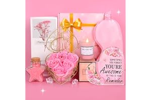 COYBTO Regalos de Cumpleaños para Mujeres, Baño Set De Regalo Mujer con Vela perfumada Sales de Baño, Placa de Acrílico Regalos para Mujeres, Regalos de Cumpleaños para Esposa, Amante, Mamá, Amigos (Rosa)