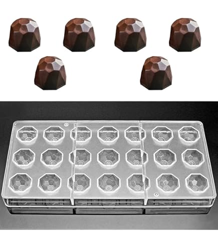Trasparente Cioccolatini Stampo,RoadLoo 2 Pezzi Plastica Stampo per Cioccolatini Muffa del di 21 Fori Plastica Trasparente in Policarbonato per Fare Cioccolatini Dessert Baking (12