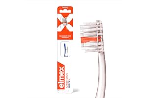 ‎ELMEX elmex Zahnbürste Kariesschutz InterX Mittel, 1 Stück – X-Borsten für eine besonders gründliche Zahnreinigung – mit Kurzkopf für schwer erreichbare Backenzähne