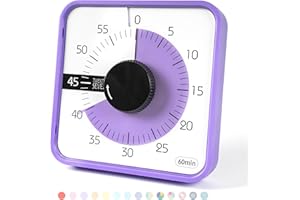 TWENTY5 SEVEN Minuterie visuelle de 19 cm; Compte à rebours de 60 Minutes et 1 Heure – Outil d'enseignement pour Salle de Classe, réunion, Compte à rebours mécanique pour Enfants, Gestion du Temps, Violet