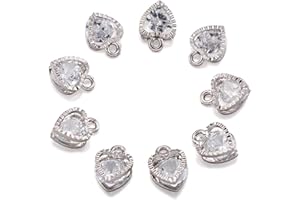 Craftdady Cubic Zirconia Charms Clear Rhinestone Pendants With Metal Frame for Jewellery Necklace Earrings Bracelet Making