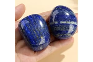 ‎QINJIEJIE QINJIEJIE Lapislazuli natürliche Edelsteine Handschmeichler Groß Stein Heilkristall Lapislazuli Glatter Kristalle Steine 2 Stück Polierte Sorgenstein Reiki Meditation
